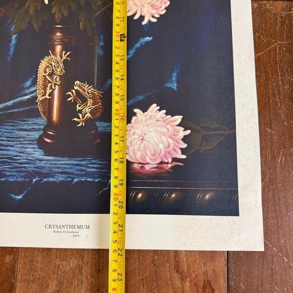 Chrysanthemum Pink Pastel Floral PRINT  Robert O. Lindneux Pre-1970 22 x 17.5" - Picture 7 of 8
